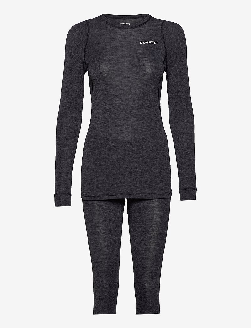 Craft - Wool Merino Set W - aluskihina kantavad rõivakomplektid - black melange - 1