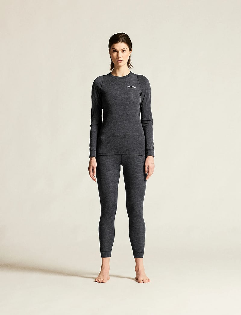 Craft - Wool Merino Set W - aluskihina kantavad rõivakomplektid - black melange - 0