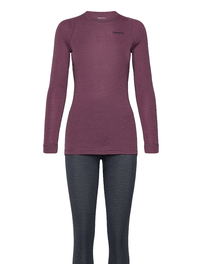 Craft - Wool Merino Set W - aluskihina kantavad rõivakomplektid - rouge melange - 1