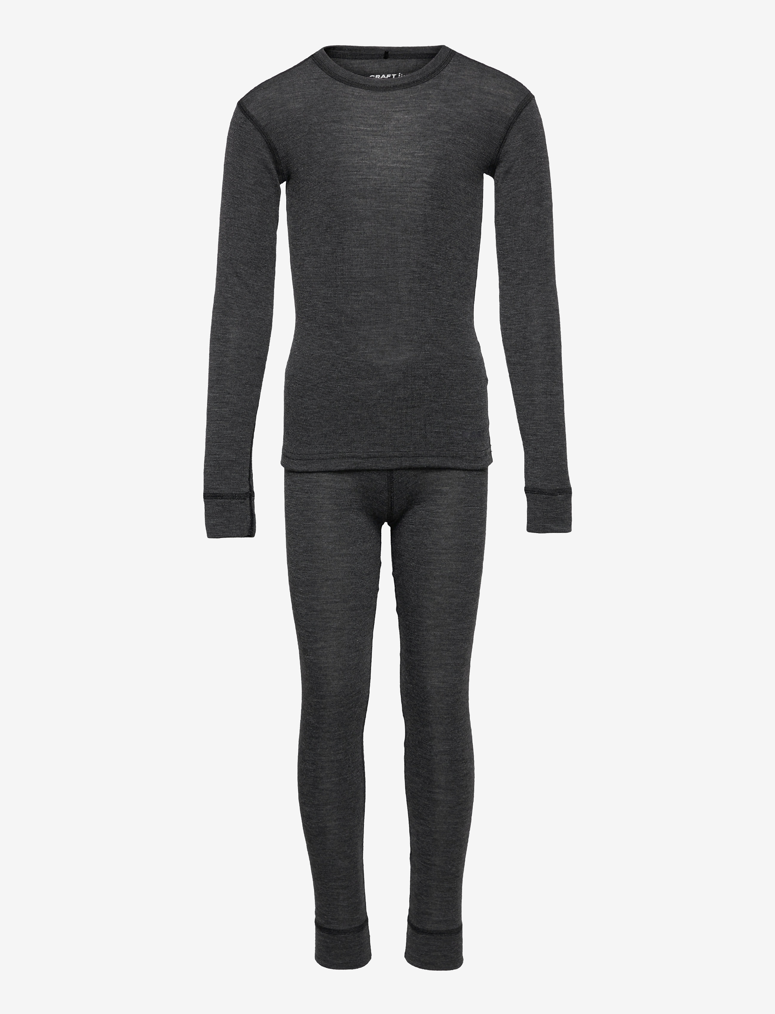 Craft Wool Merino Set Jr - Base layers - BLACK MELANGE / grey