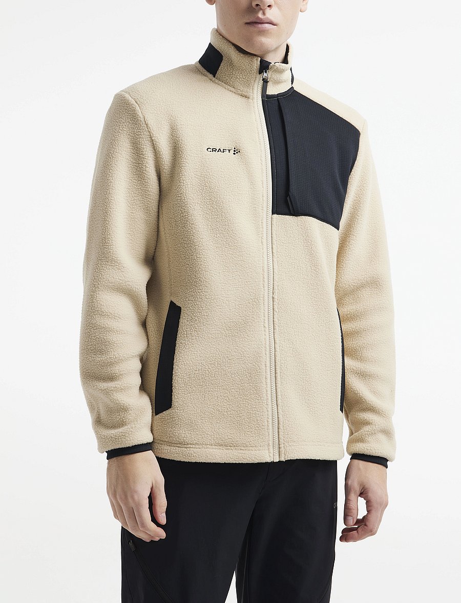 Craft - ADV EXPLORE PILE FLEECE JACKET M - fleece & mellanlager - ecru-black - 0
