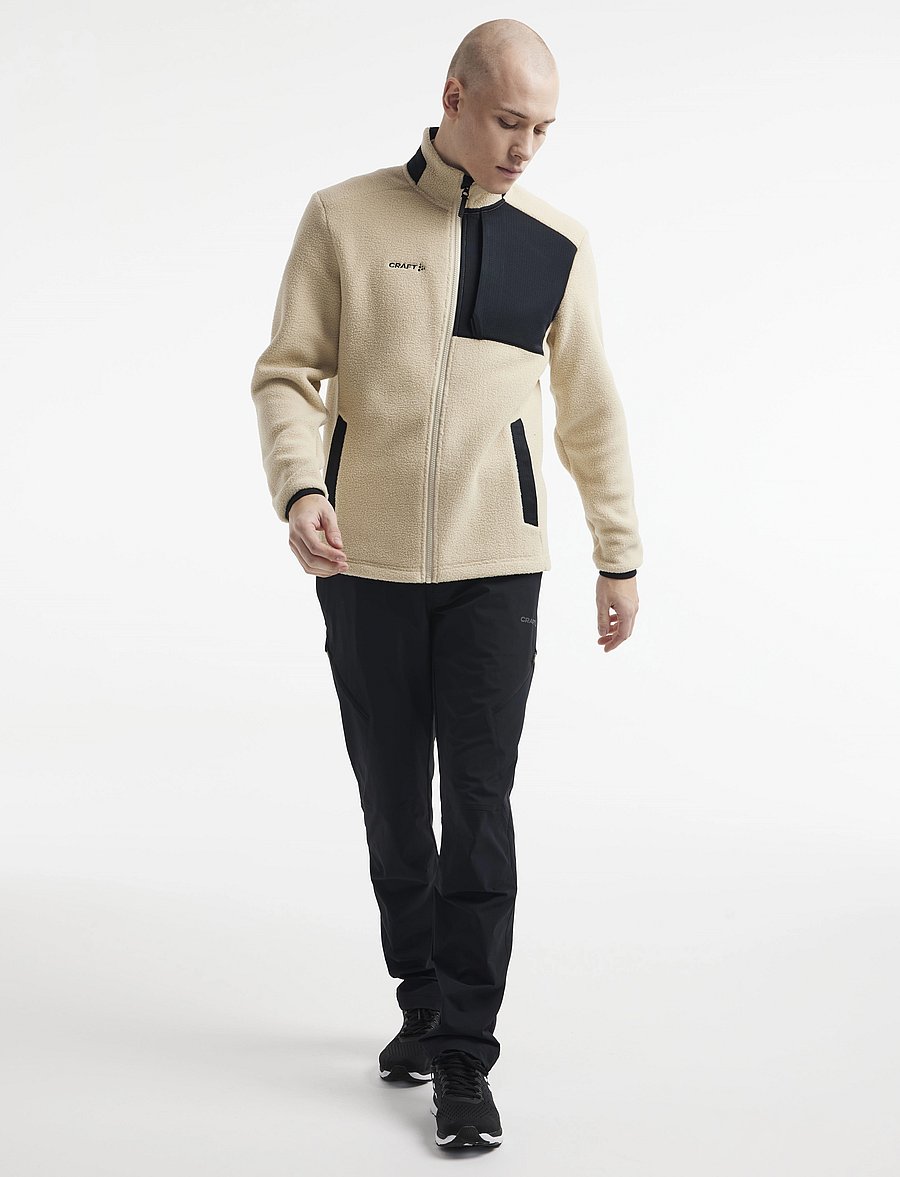 Craft - ADV EXPLORE PILE FLEECE JACKET M - fleece & mellanlager - ecru-black - 5