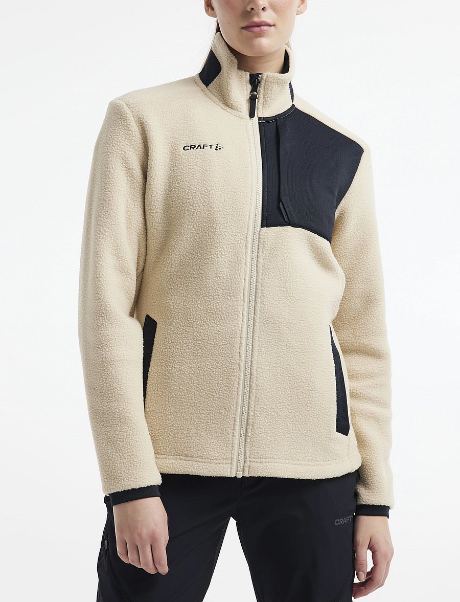Craft - ADV EXPLORE PILE FLEECE JACKET W - kampsunid ja vahekihid - ecru-black - 0