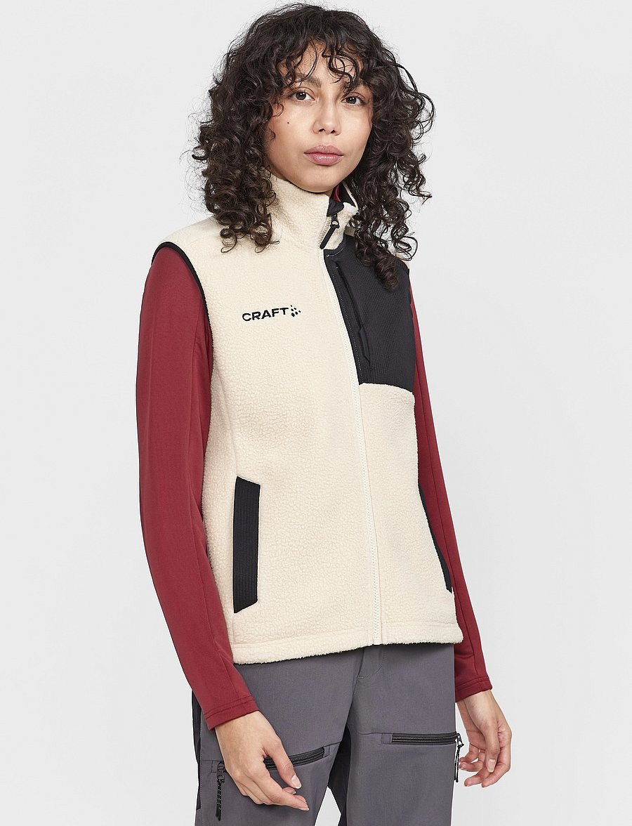 Craft - Adv Explore Pile Fleece Vest W - outdoor - ecru-black - 0
