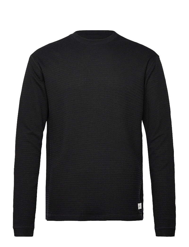 Craft - Layers Wool Waffle Rn M - langarmshirts - black - 0