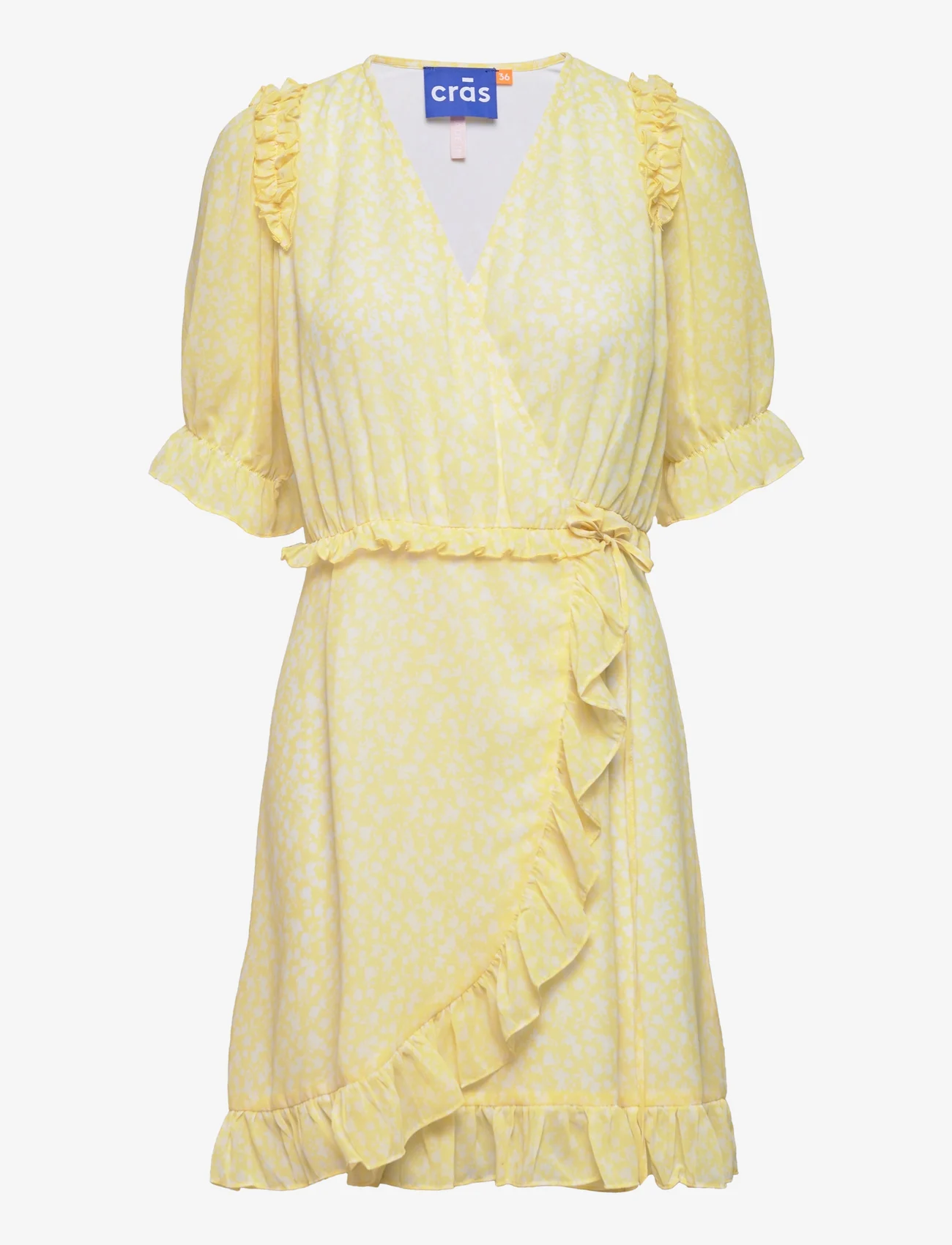 Cras - Haleycras Wrap Dress - slå-om-kjoler - flora yellow - 0