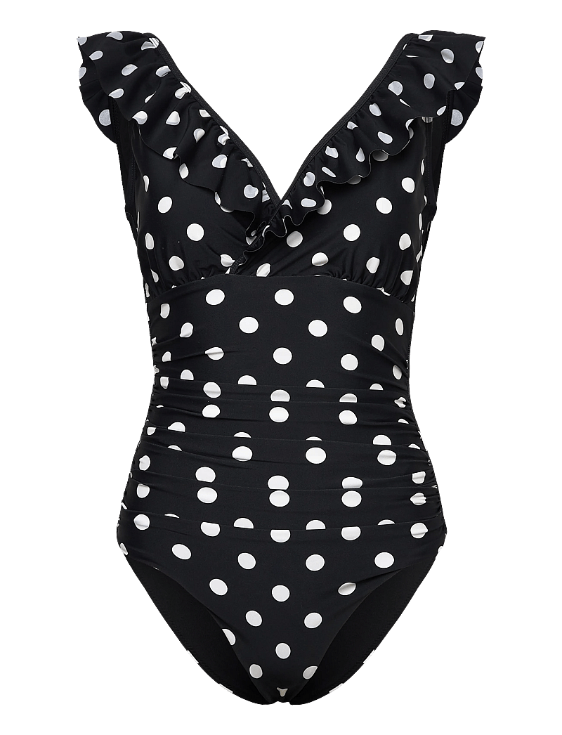 crās - Agnescras Swimsuit - badedragter - black white dot - 0