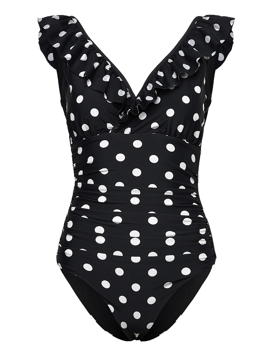 crās - Agnescras Swimsuit - baddräkter - black white dot - 0