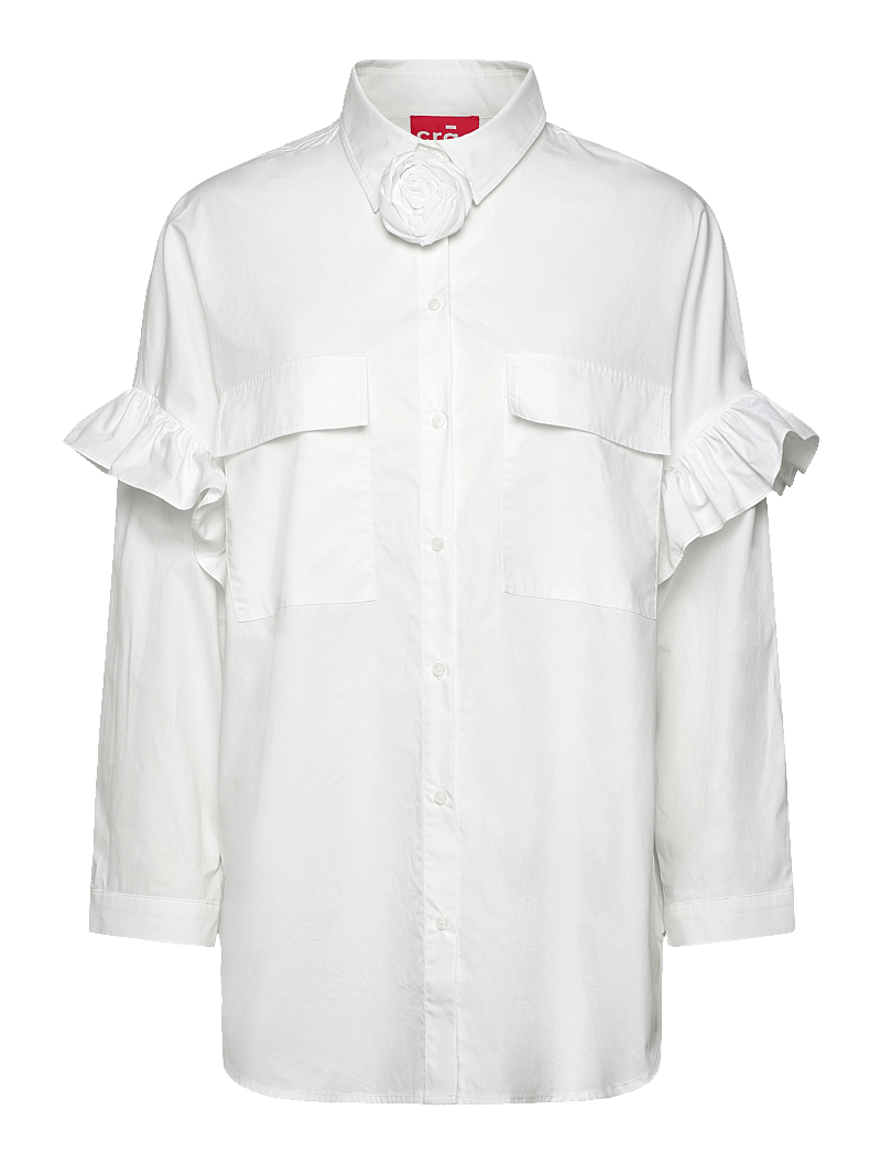 crās - Flowercras Shirt - långärmade skjortor - 1000 white - 0