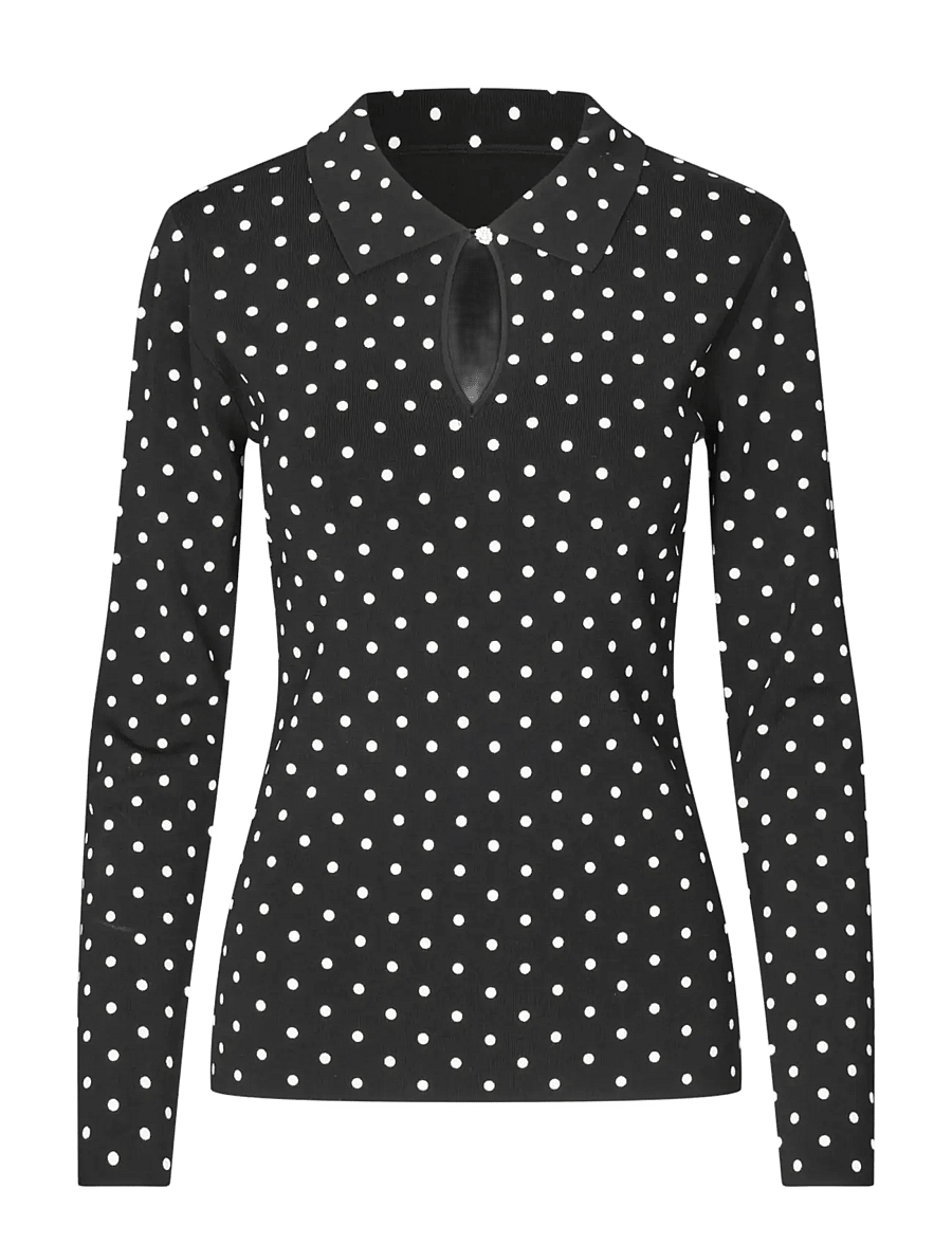 crās - Elinecras Blouse - pikkade varrukatega pluusid - black dot - 1