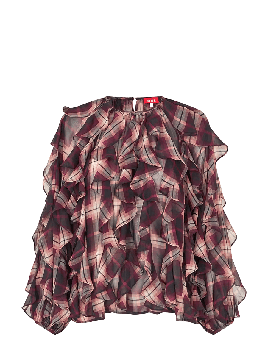 crās - Ryacras Blouse - long sleeved blouses - bordeaux check - 1