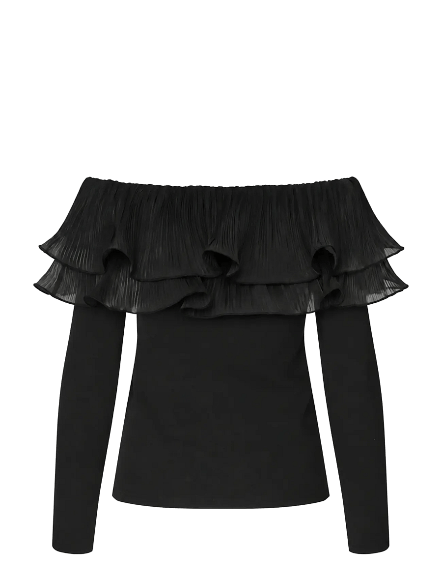 crās - Flouncecras Blouse - langärmelige blusen - black - 1