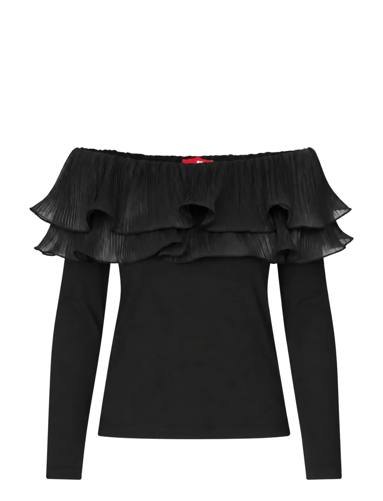 crās - Flouncecras Blouse - long sleeved blouses - black - 2