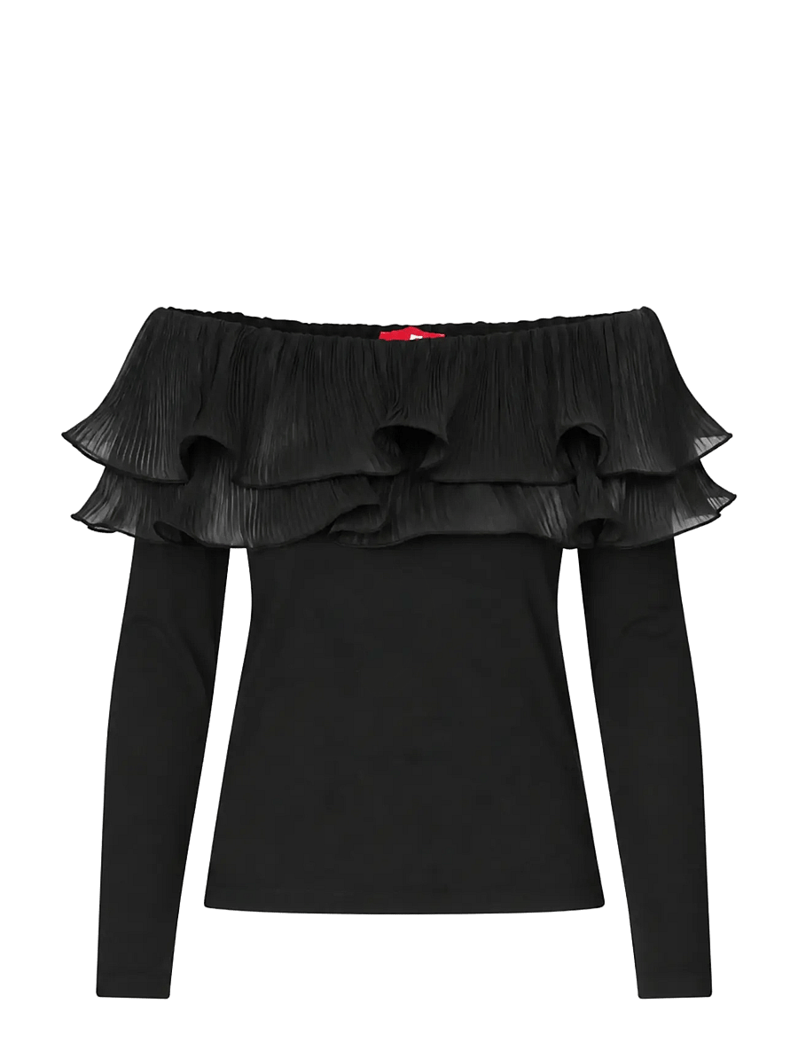 crās - Flouncecras Blouse - langärmelige blusen - black - 2