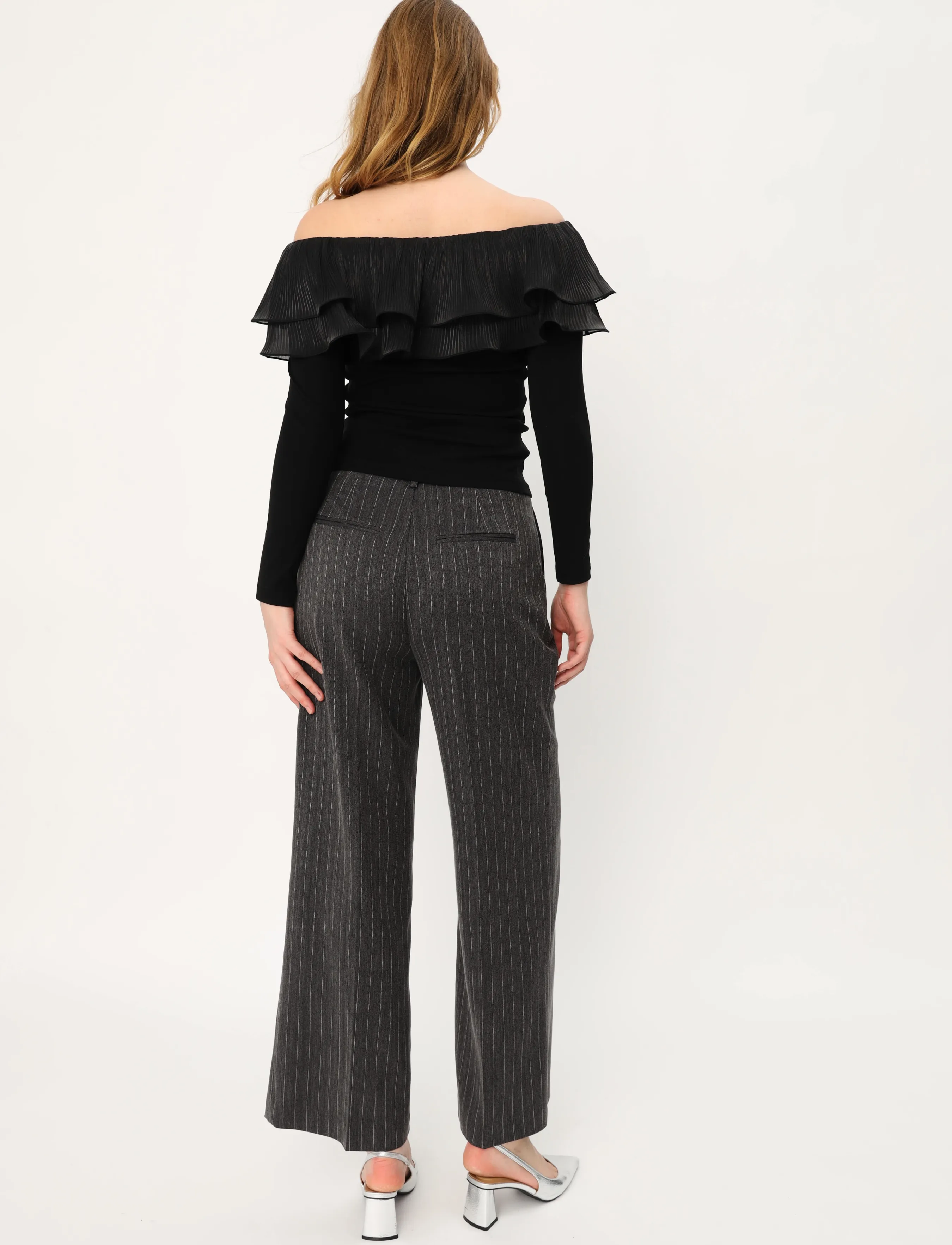 crās - Flouncecras Blouse - long sleeved blouses - black - 3