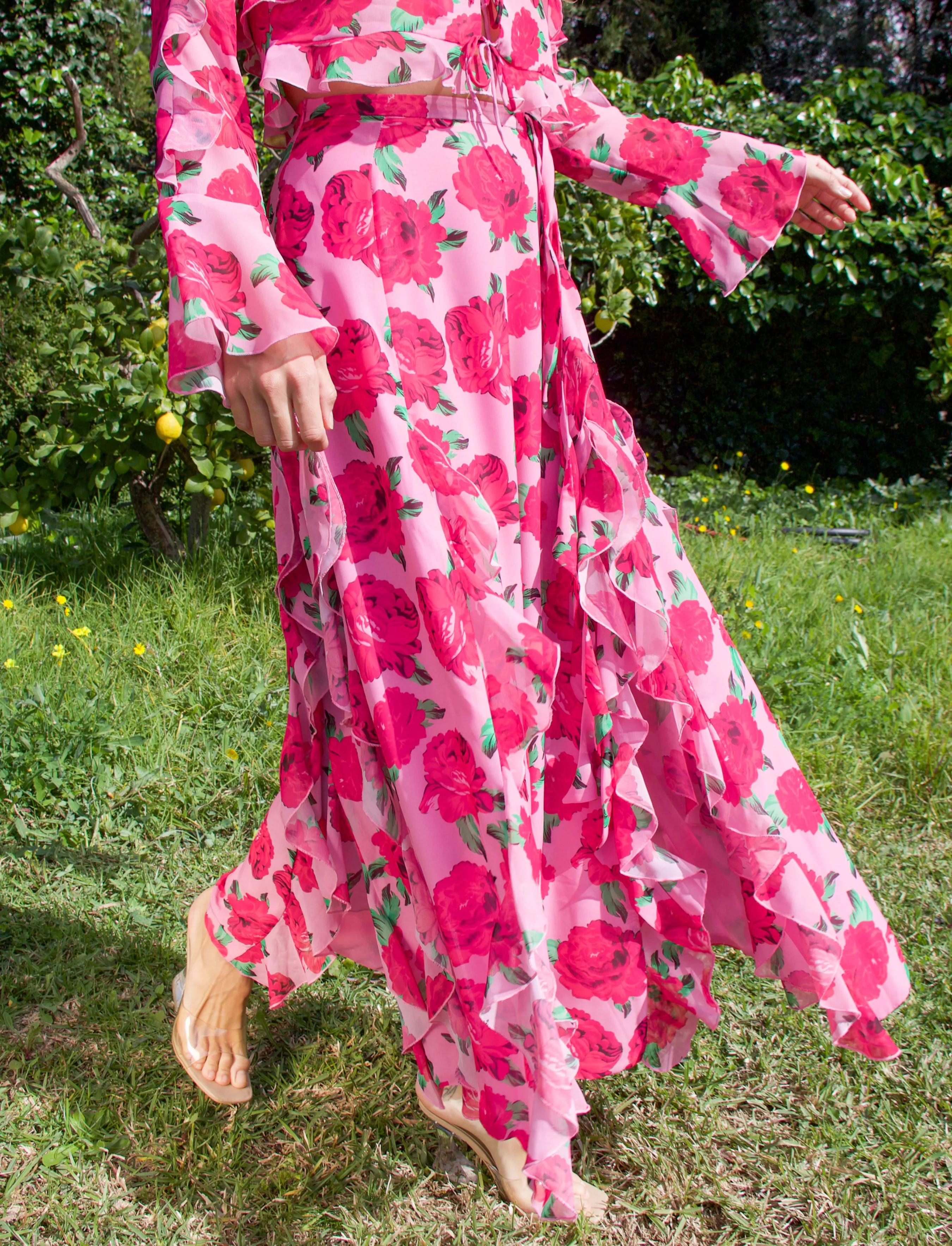 crās - Georgiacras Skirt - midi nederdele - pink rosette - 3