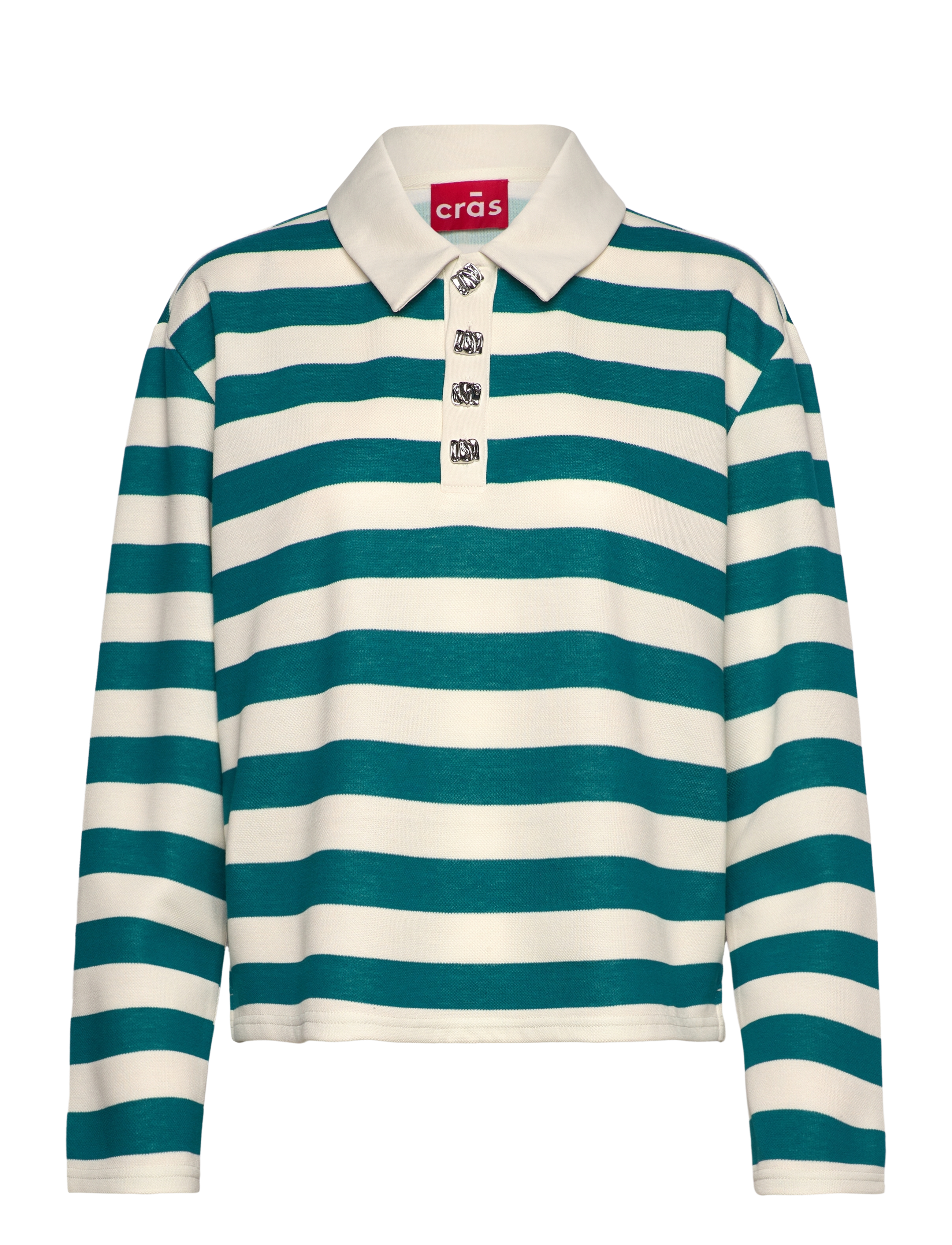 crās - Beacras Blouse - polosärgid - white teal stripe - 0