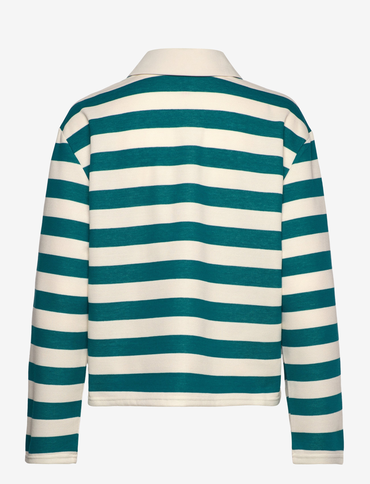 crās - Beacras Blouse - poloshirts - white teal stripe - 1