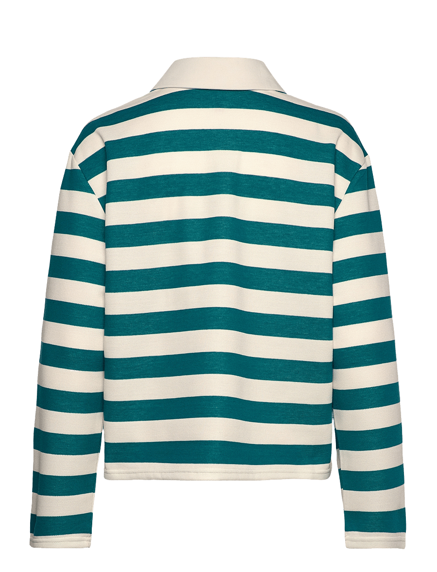 crās - Beacras Blouse - poloshirts - white teal stripe - 1