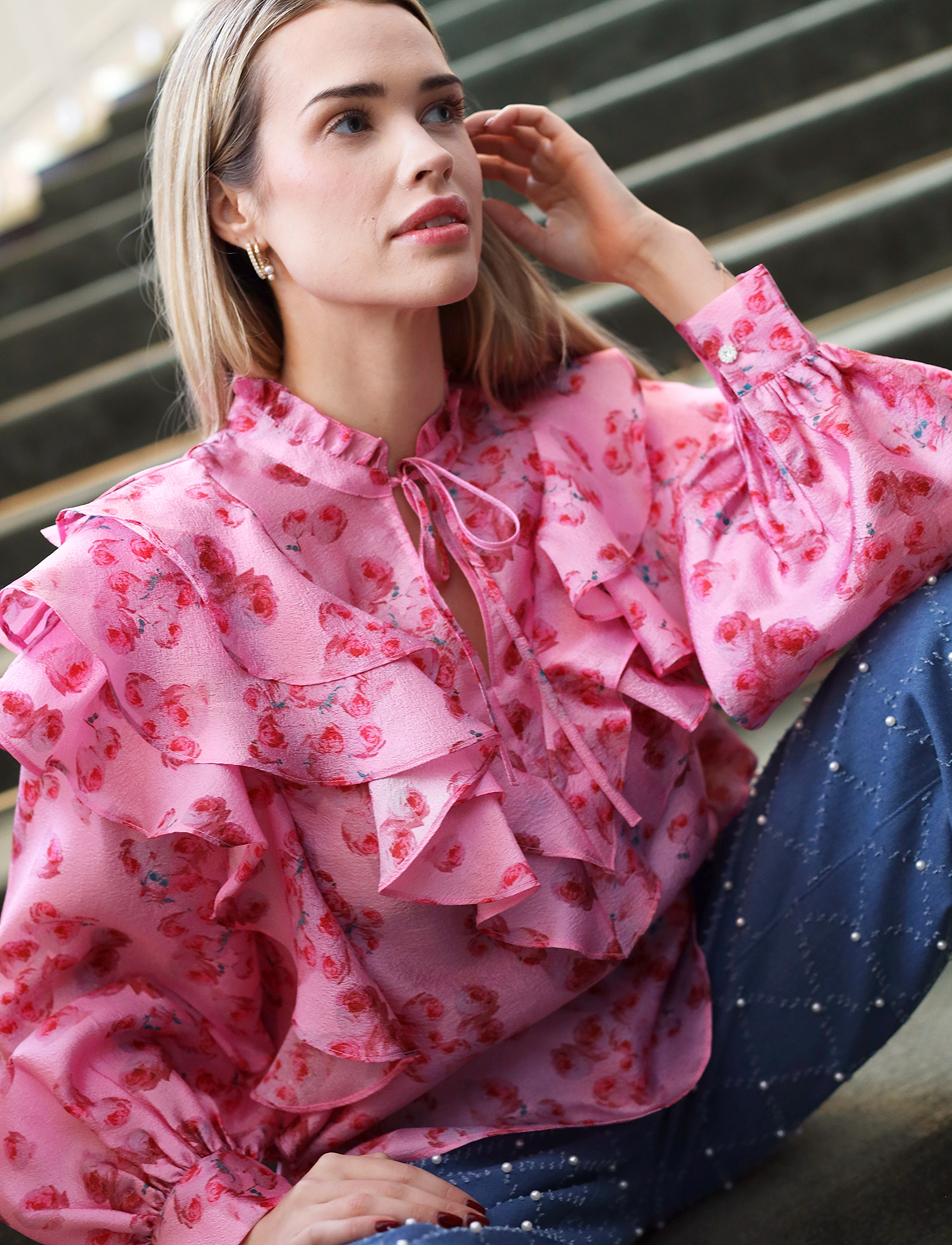 crās - Sylviacras Blouse - pink roses - 4
