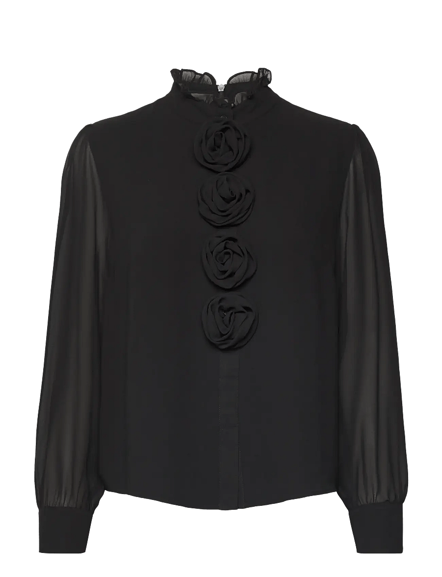 crās - Lorainecras Shirt - långärmade blusar - black - 1