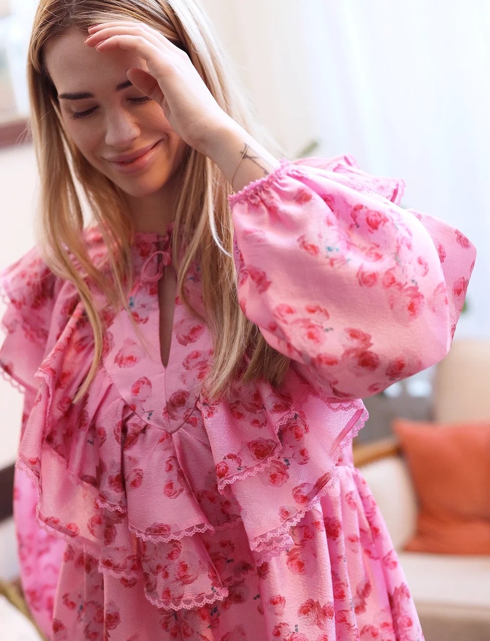 crās - Salviecras Dress - sommarklänningar - pink roses - 4