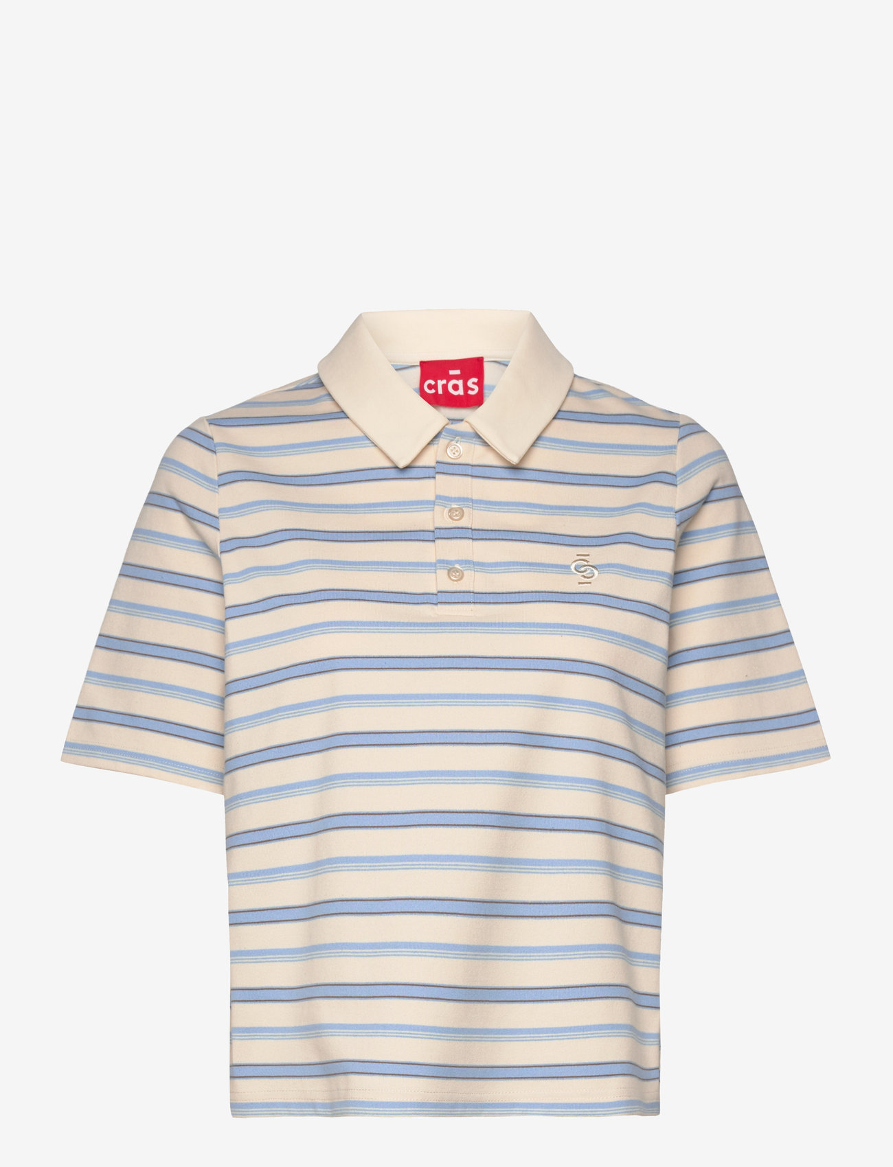 crās - Alaniscras Blouse - kortærmede bluser - creamy blue stripe - 0