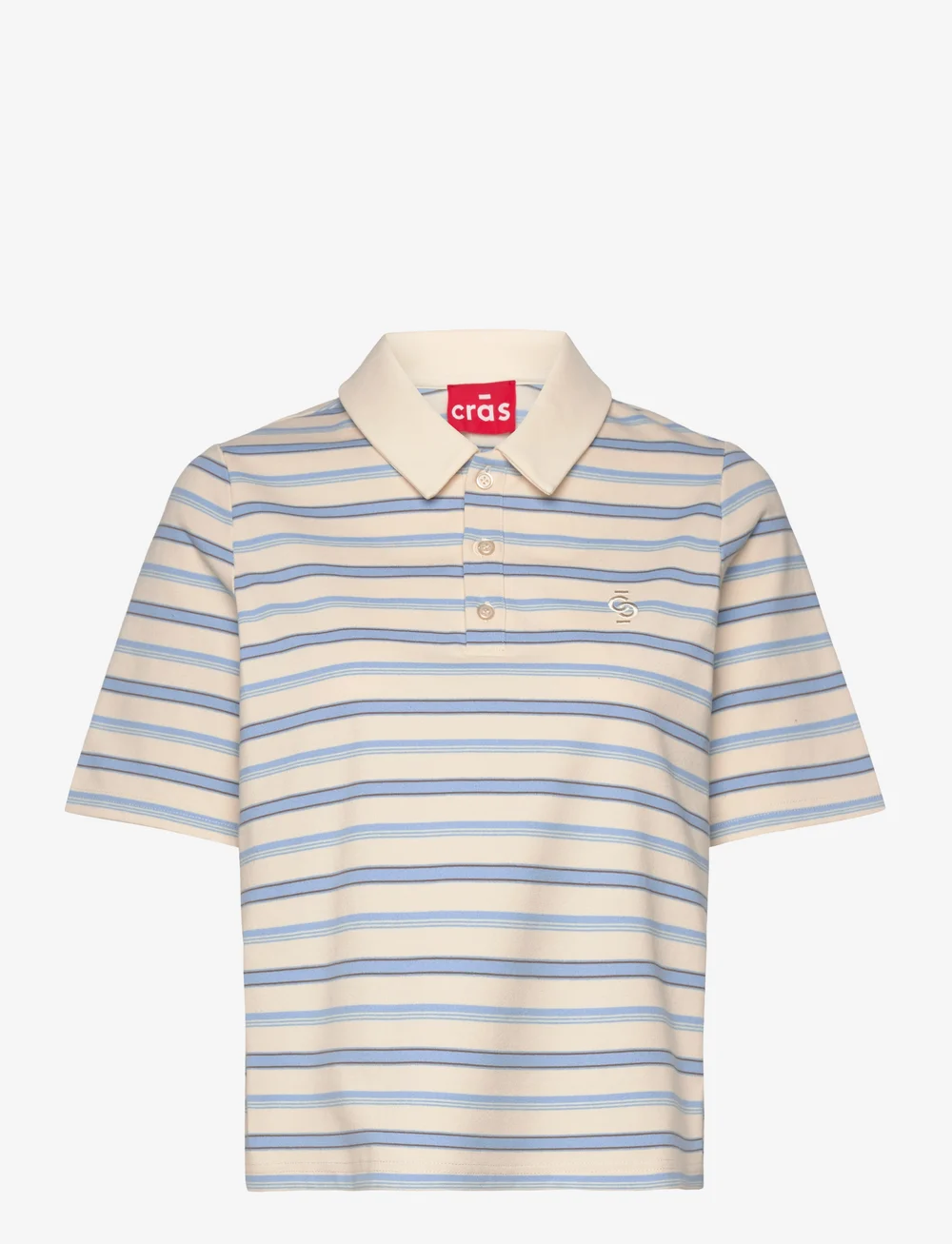 crās - Alaniscras Blouse - kortærmede bluser - creamy blue stripe - 1