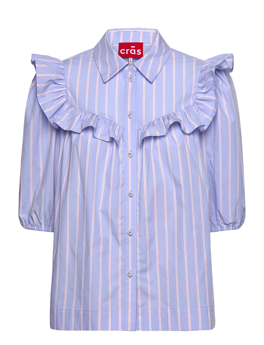 crās - Ellencras Shirt - kurzärmlige hemden - blue pink stripe - 1