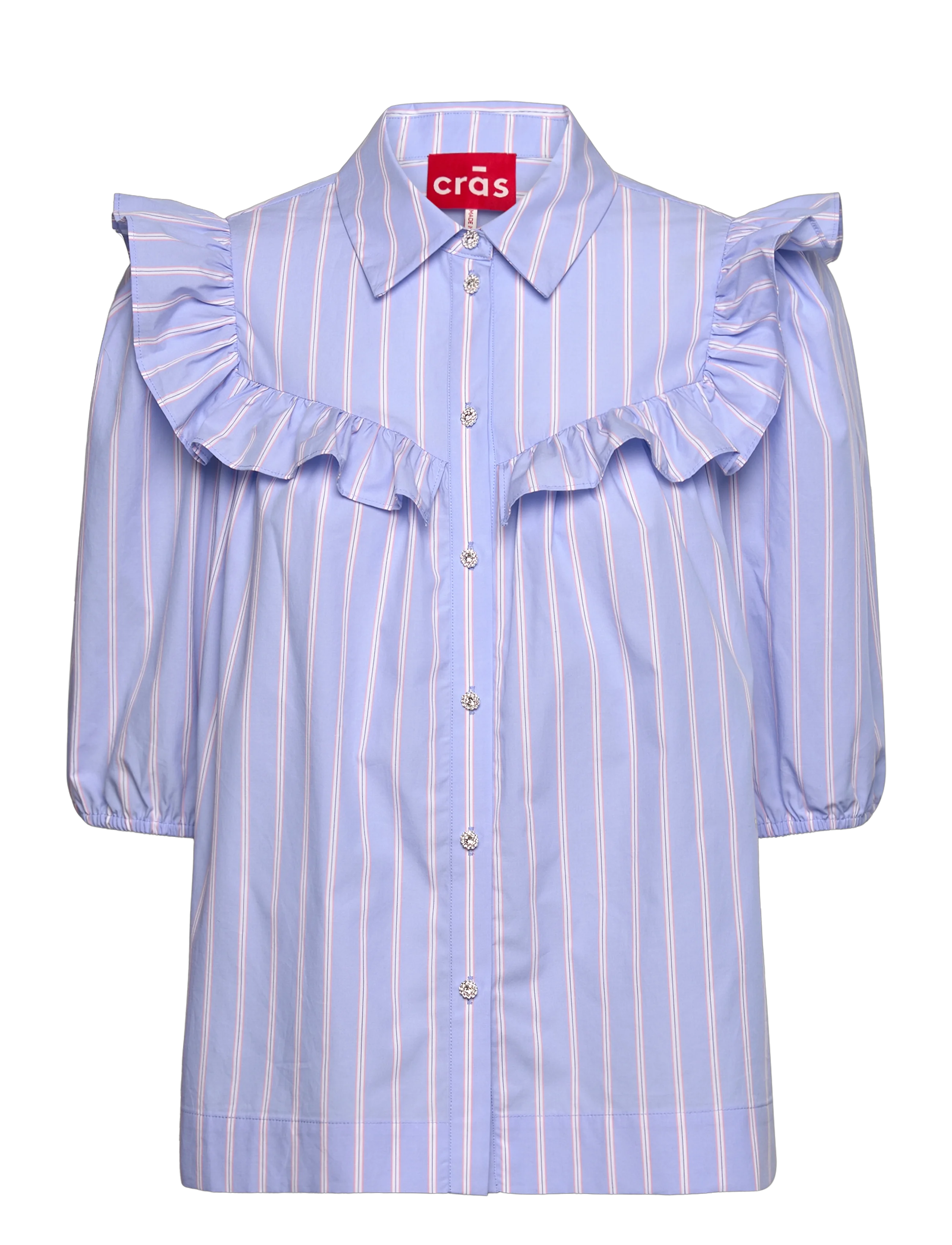 crās - Ellencras Shirt - kortærmede skjorter - blue pink stripe - 1