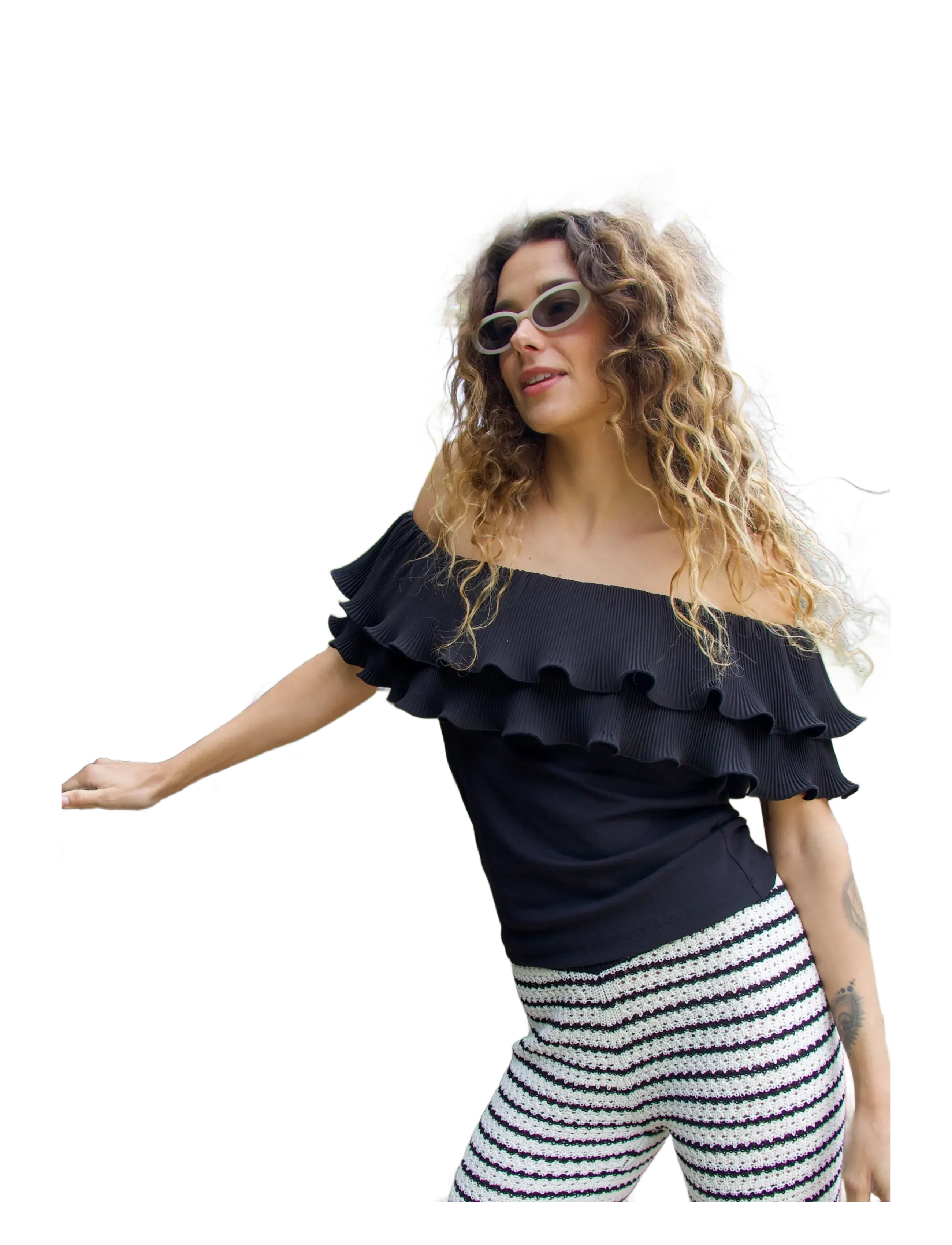 crās - Flouncecras Top - Ärmellose blusen - black - 1