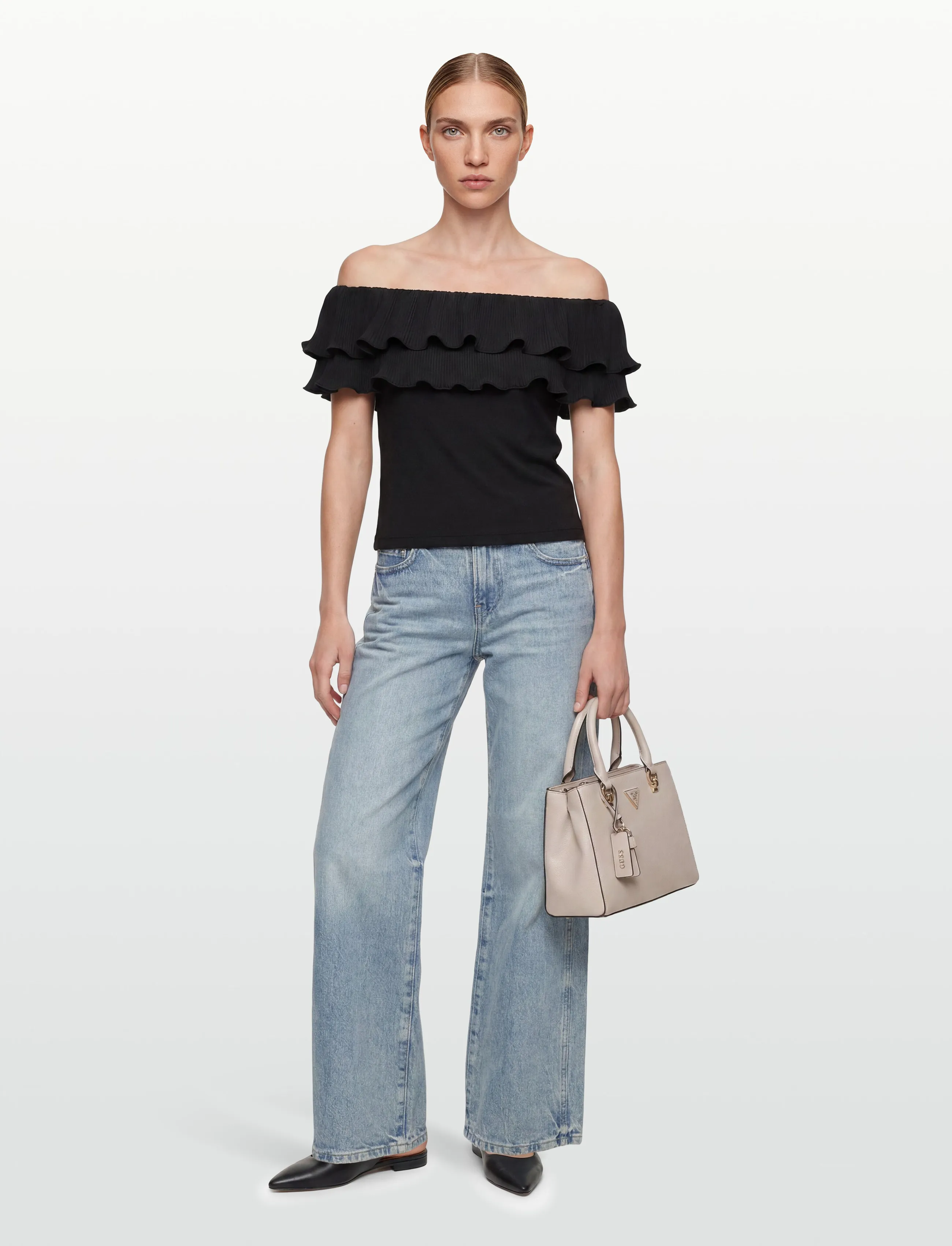 crās Flouncecras Top, Kvinder, Flæsetop, Sort, Str: 40