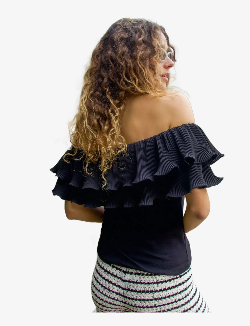 crās - Flouncecras Top - varrukateta pluusid - black - 2