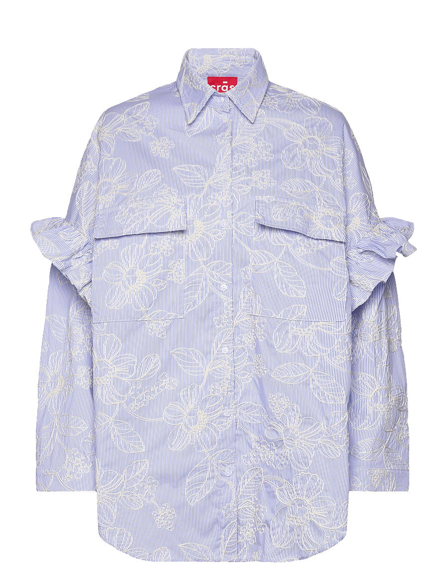 crās - Flowercras Shirt - langärmlige hemden - blue blossom stripe - 1