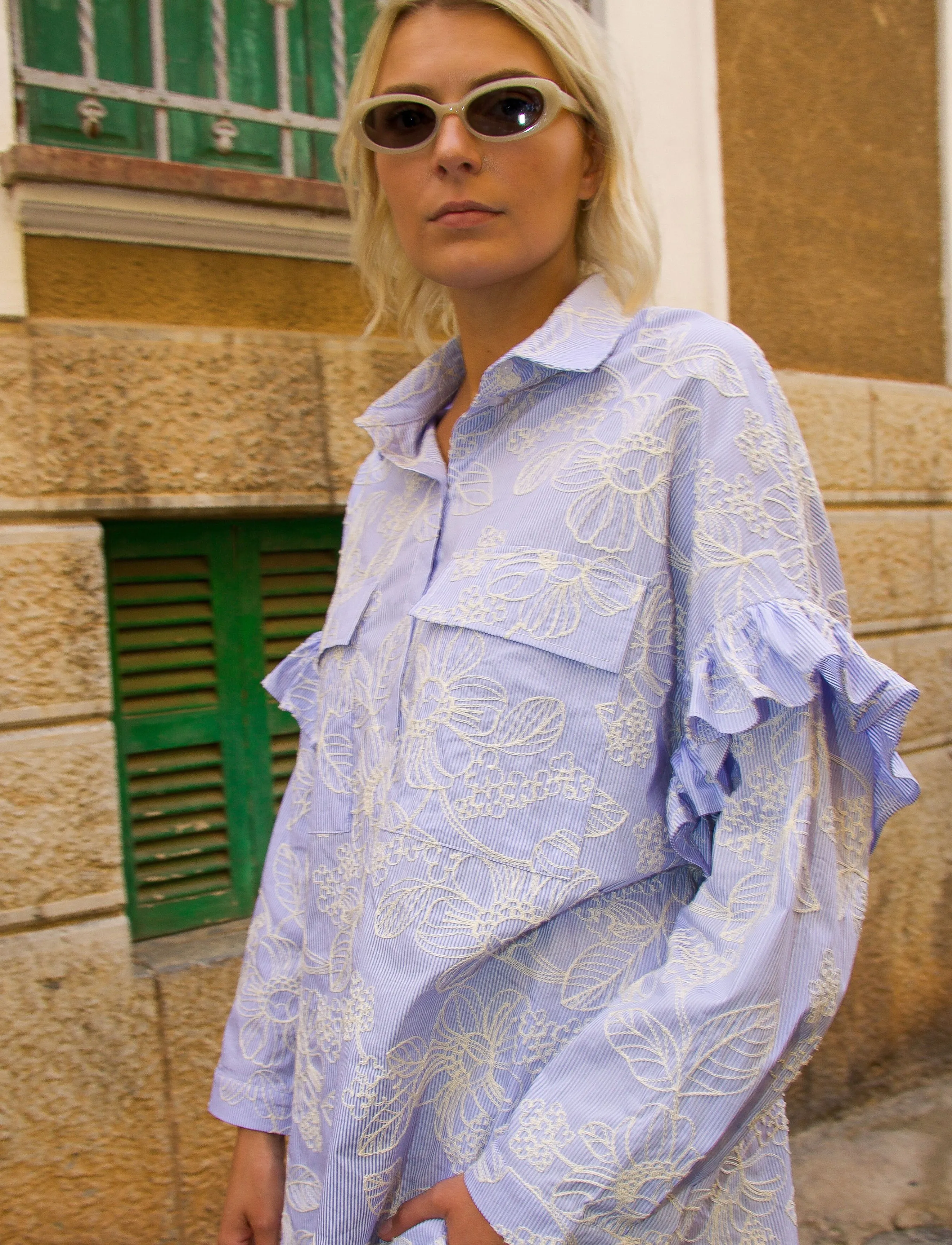crās - Flowercras Shirt - blue blossom stripe - 4