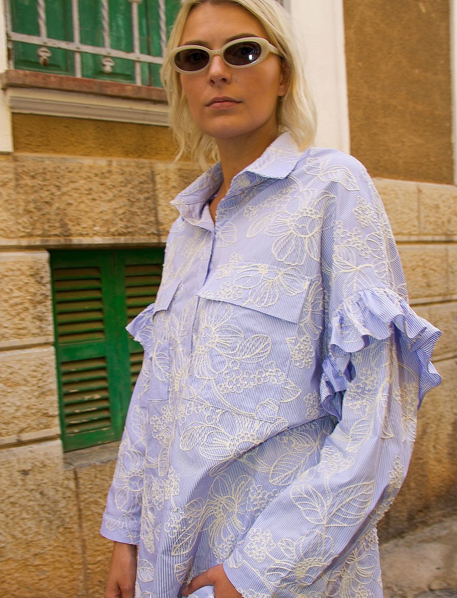 crās - Flowercras Shirt - langärmlige hemden - blue blossom stripe - 4
