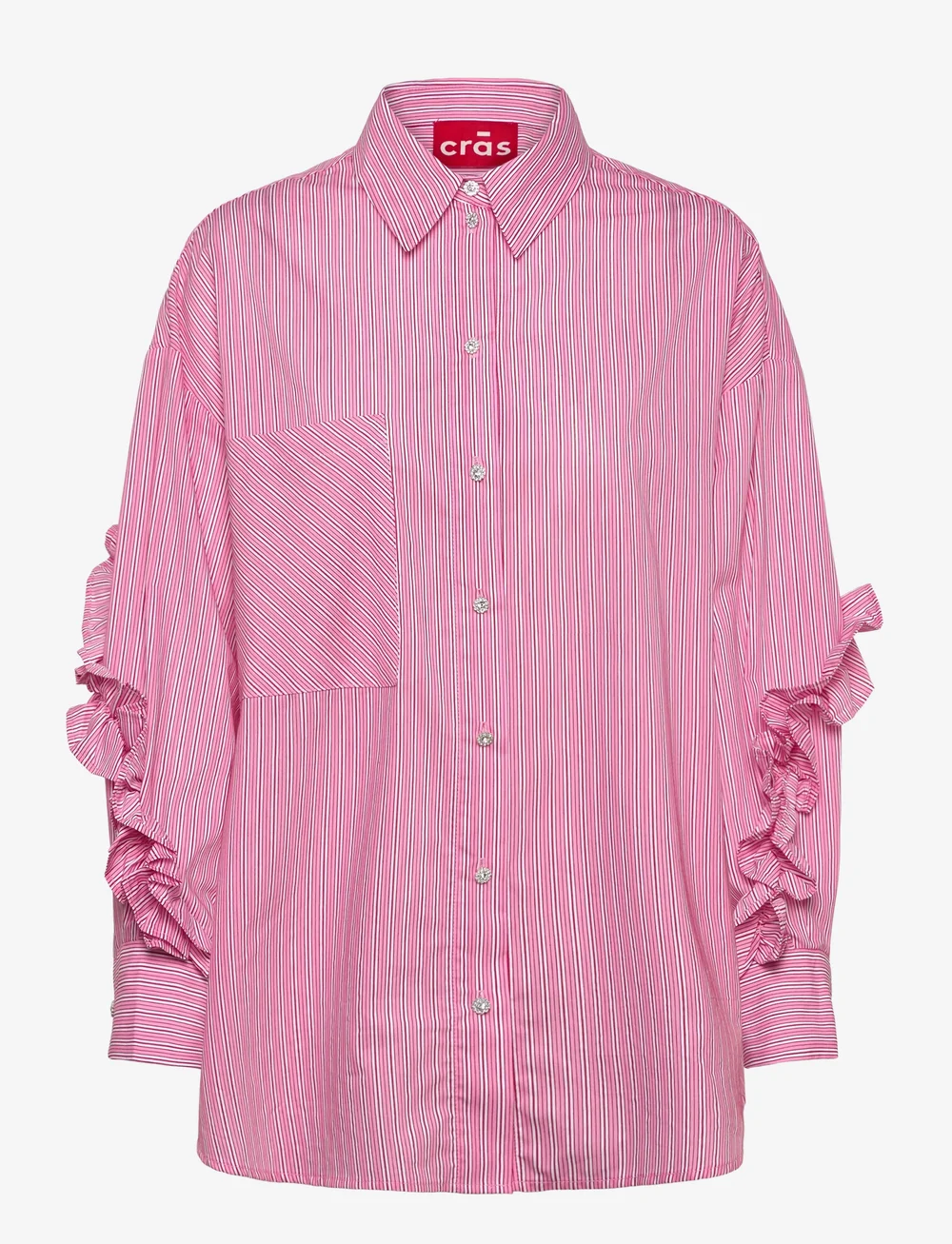 crās - Tulumcras Shirt - long-sleeved shirts - 4018 pink red stripe - 1