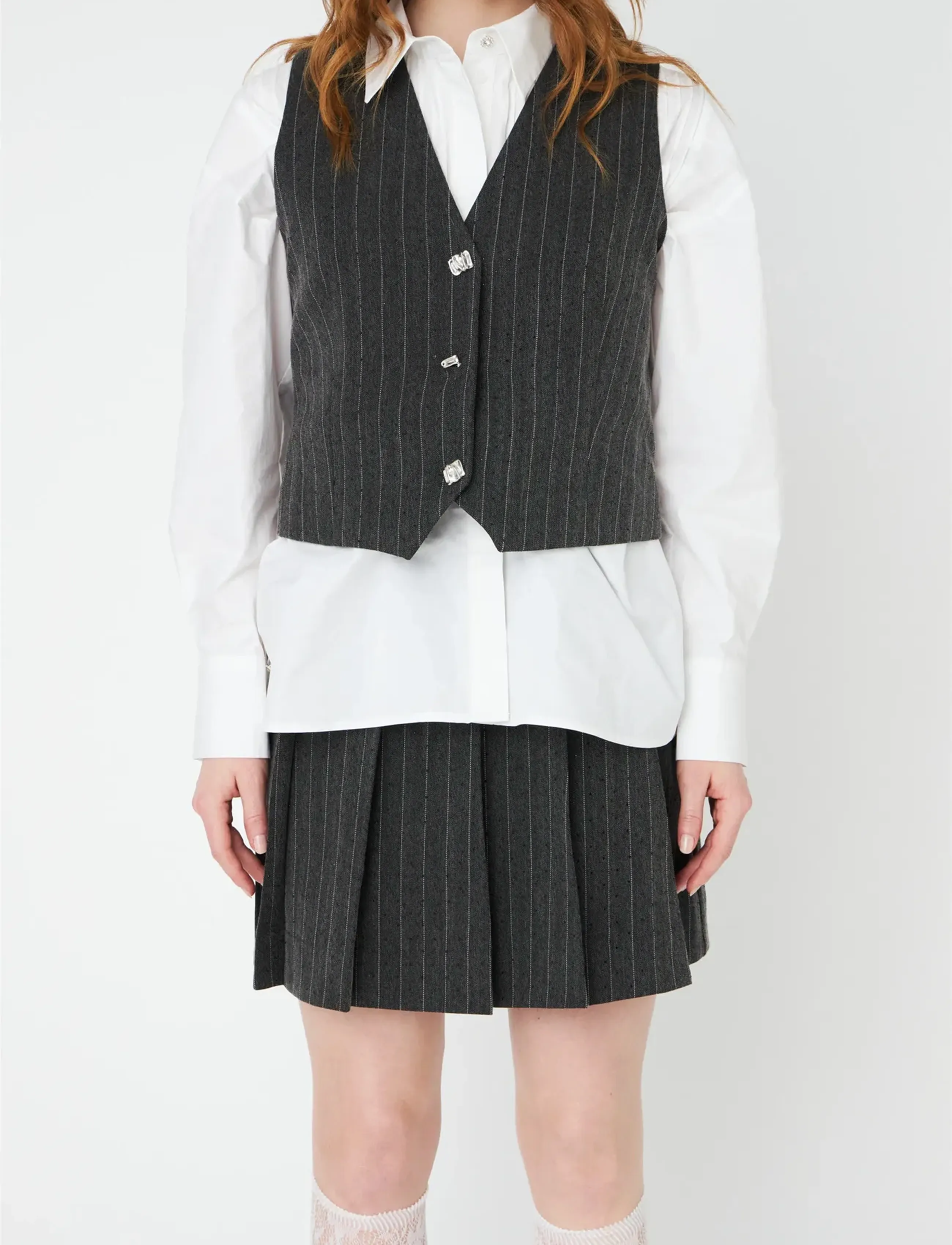 crās Lilimycras Waistcoat, 38, Grey, Blazere > Blazere Uden Ærmer, Dame