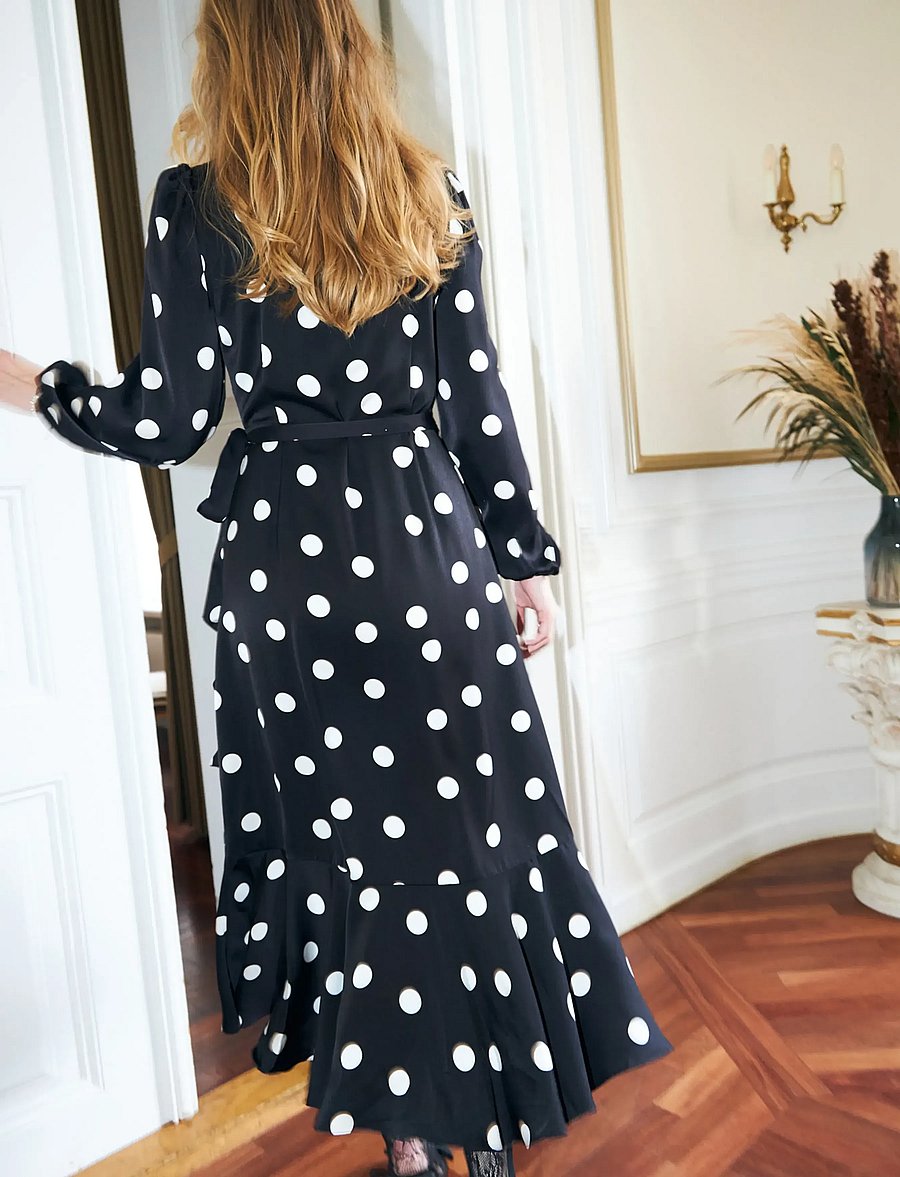 crās - Laracras Dress - slå-om-kjoler - 8123 black white dot - 3