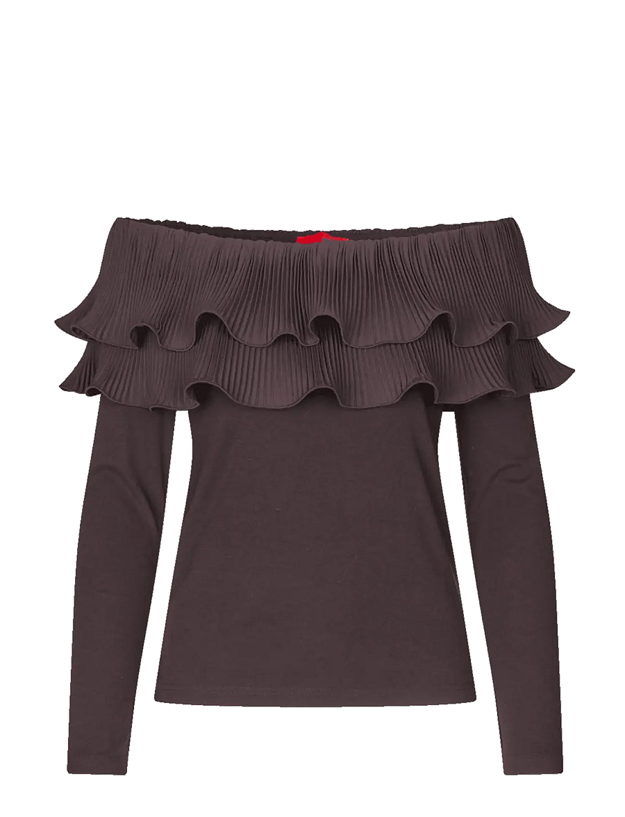 crās - Flouncecras Blouse - pikkade varrukatega pluusid - chocolate martini - 1