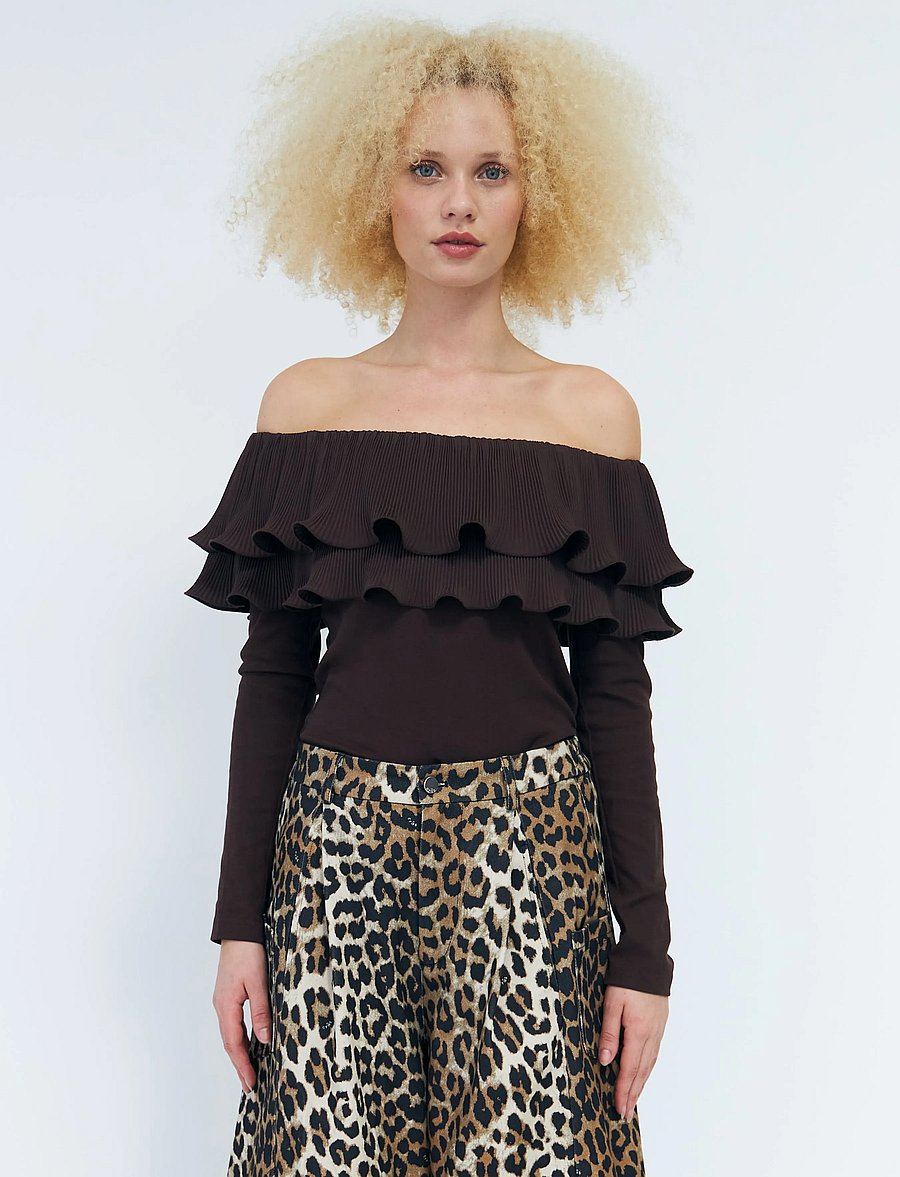 crās - Flouncecras Blouse - pikkade varrukatega pluusid - chocolate martini - 0