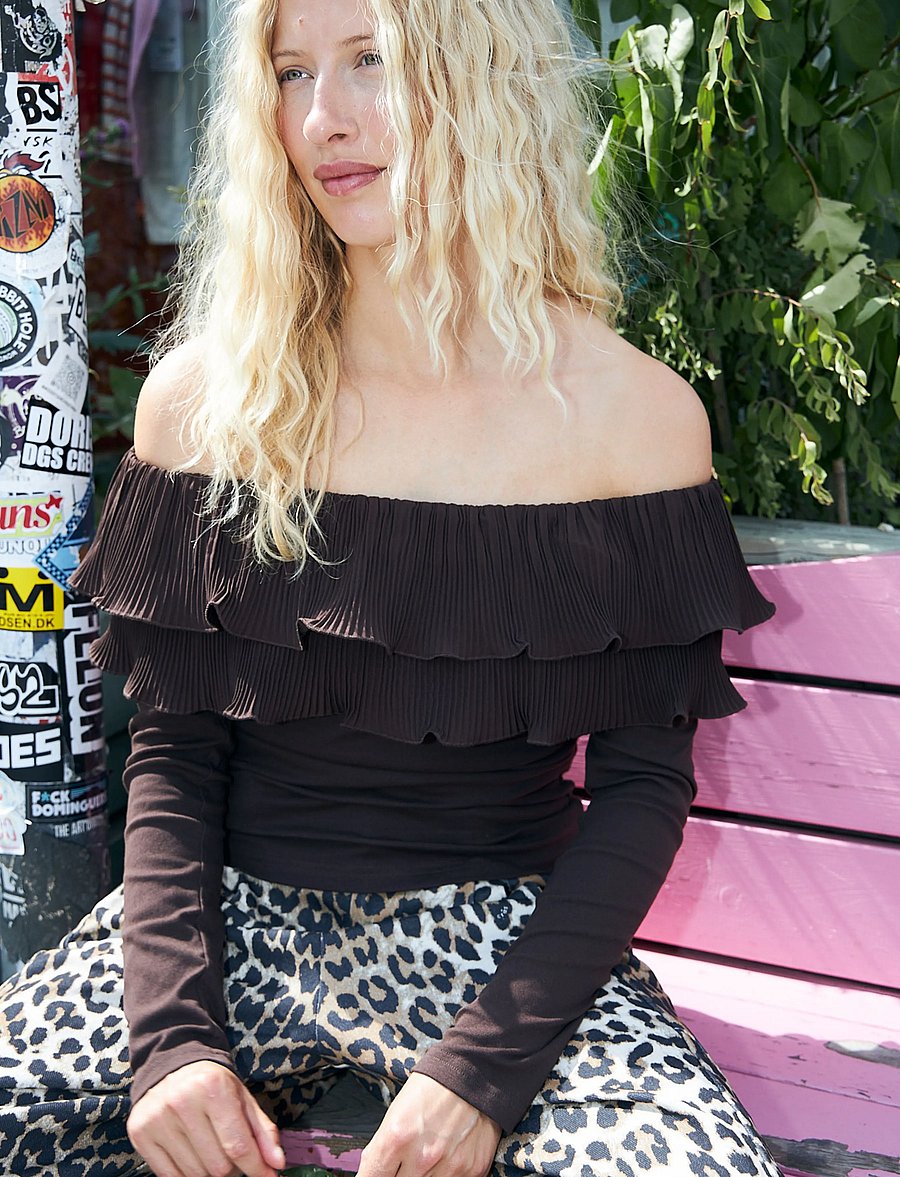 crās - Flouncecras Blouse - pikkade varrukatega pluusid - chocolate martini - 5