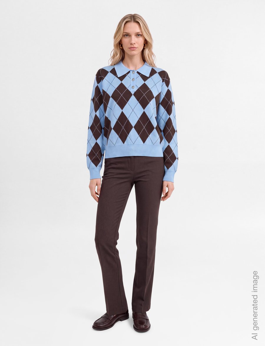 crās - Lovemycras Pullover - striktrøjer - blue brown checks - 0