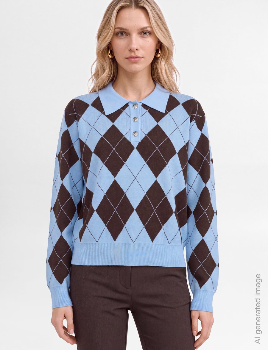 crās - Lovemycras Pullover - striktrøjer - blue brown checks - 3