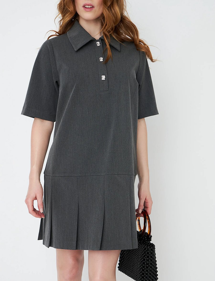 crās - Teegancras Dress - kurze kleider - 9006 dark grey - 0