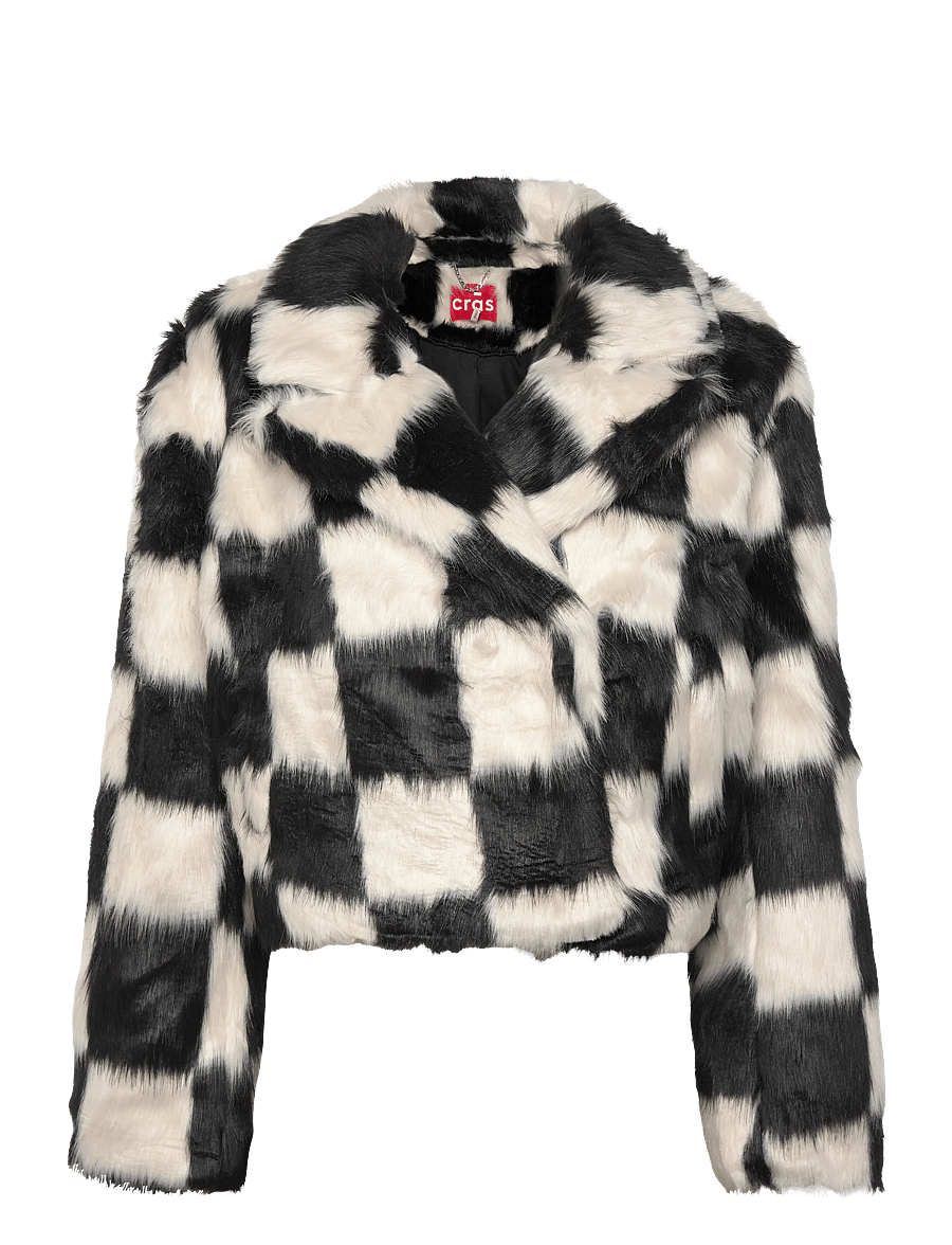 crās - Liecras Jacket - fuskpäls - white black check - 1