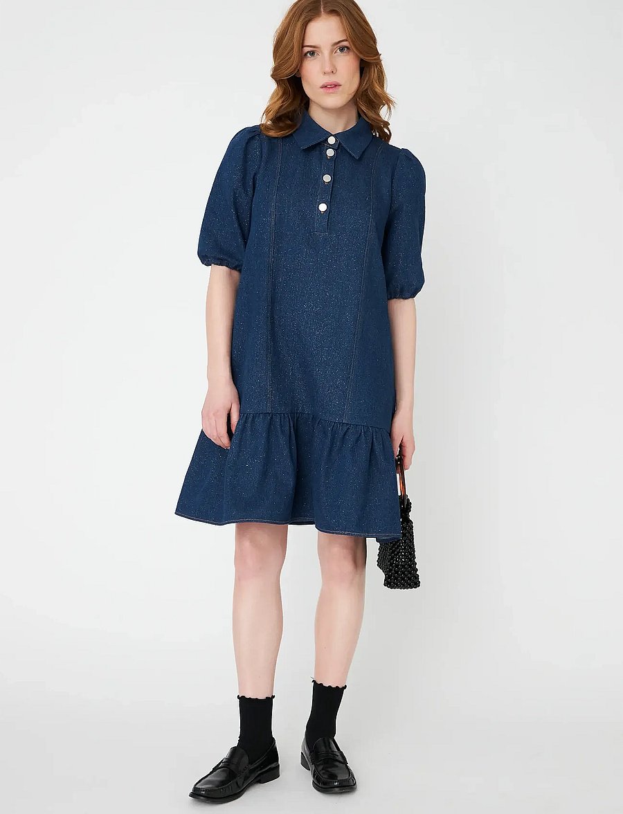 crās - Elenacras Dress - hemdkleider - 7016 glitter denim - 0