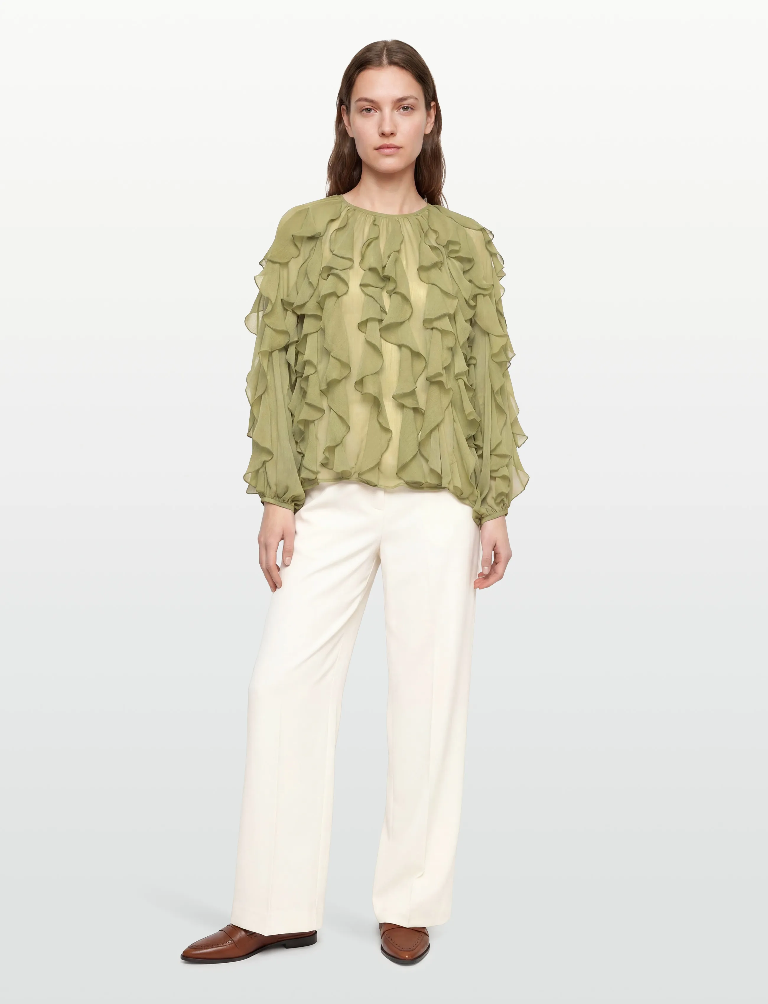 crās Ryacras Blouse, 42, Blouses, Khakigrün - Long-sleeved, Frauen