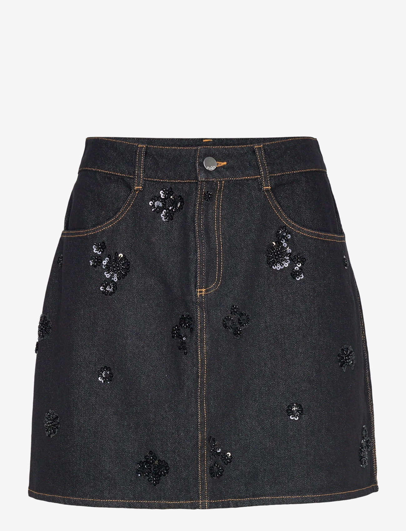 crās - Pearlycras Skirt - jeanskjolar - 9007 faded black - 1