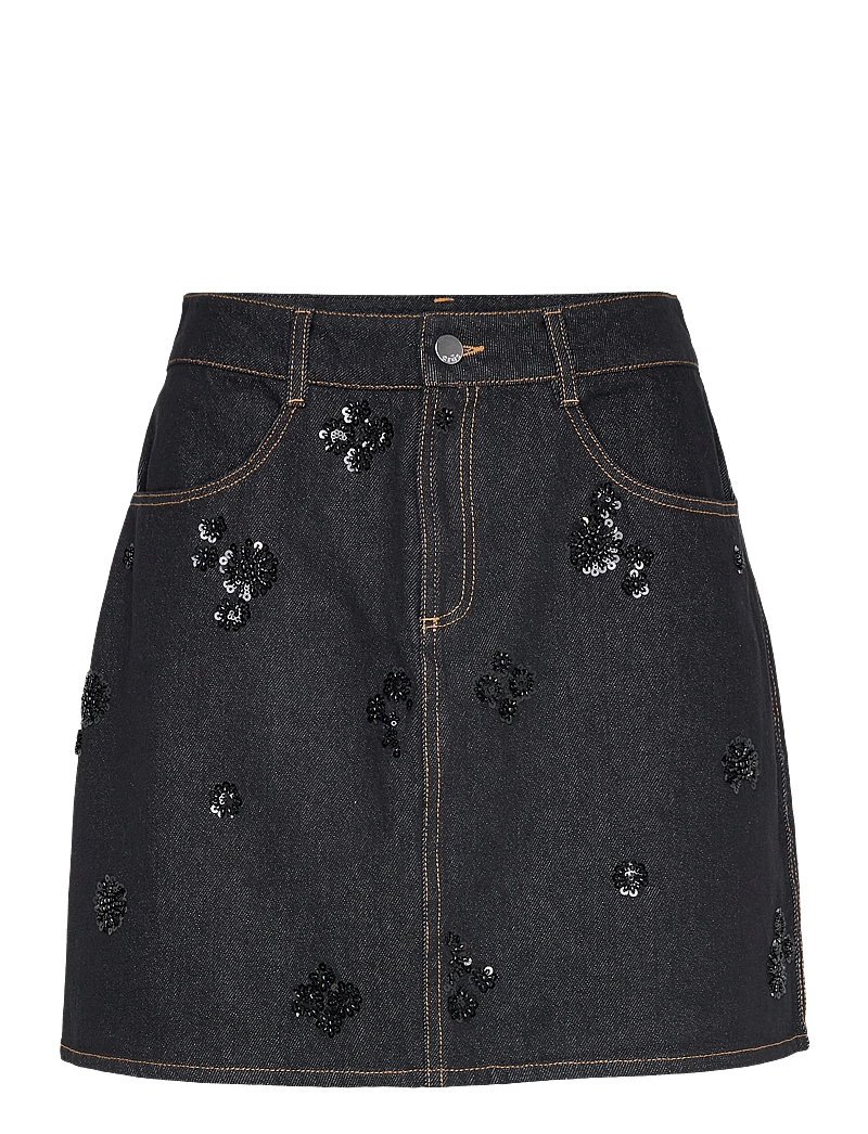 crās - Pearlycras Skirt - jeanskjolar - 9007 faded black - 1